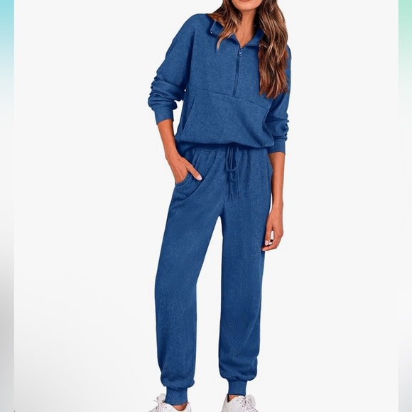 Prettygarden Cozy Blue Jogger Set for Women - Picture 1 of 7